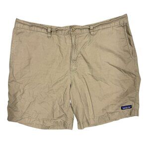 Patagonia Shorts Mens Organic Cotton Hemp Beige Logo 38" Waist 8" Inseam